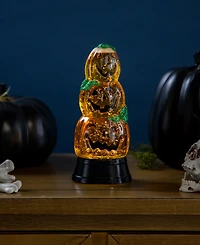 Northlight 14.75" Led Lighted Stacked Jack O' Lanterns Halloween Snow Globe