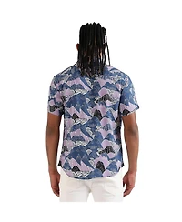 Campus Sutra Men's EcoLiva Blue & Lavender Contrast Landscape Shirt