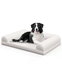 Orthopedic Dog Bed Medium Small Dogs with 3-Side Bolster Non-Slip Bottom Zippers