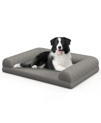 Orthopedic Dog Bed Medium Small Dogs with 3-Side Bolster Non-Slip Bottom Zippers