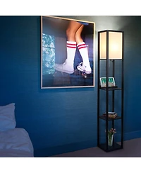 Maxwell Led Shelf Floor Lamp with Usb Port, Outlet and Wireless Charging Pad (63"), Bulb Included