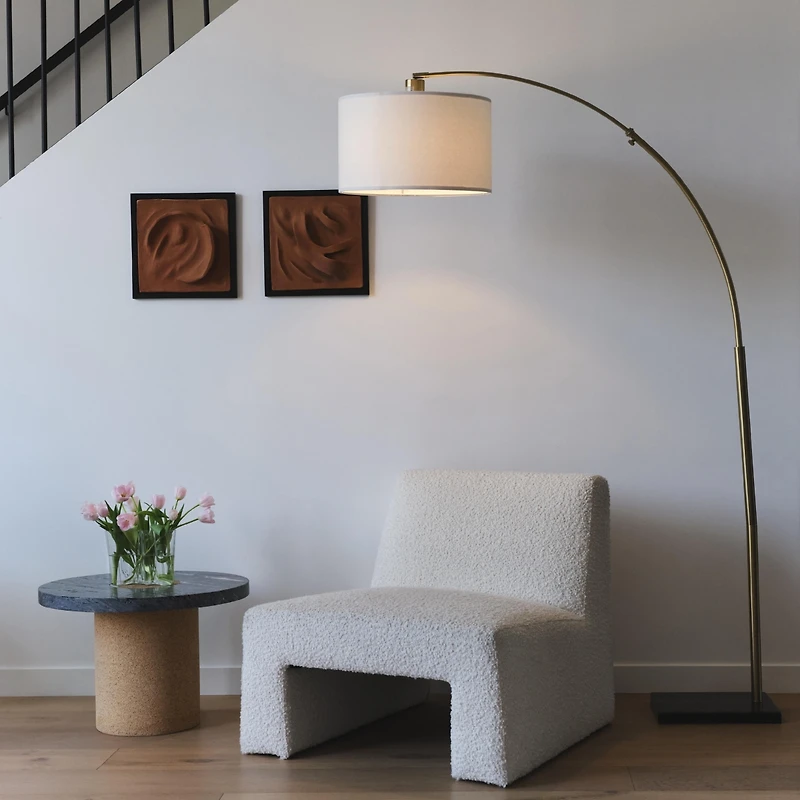 Logan Contemporary Arc Led Floor Lamp with Marble Base (76")