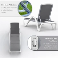 Simplie Fun Adjustable Aluminum Patio Chaise Lounge Chair