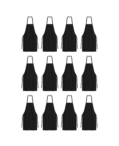 Arkwright Home Mariposa Bib Aprons (12 Pack), 33x30, Spun Polyester, Color Options, Adjustable Ties