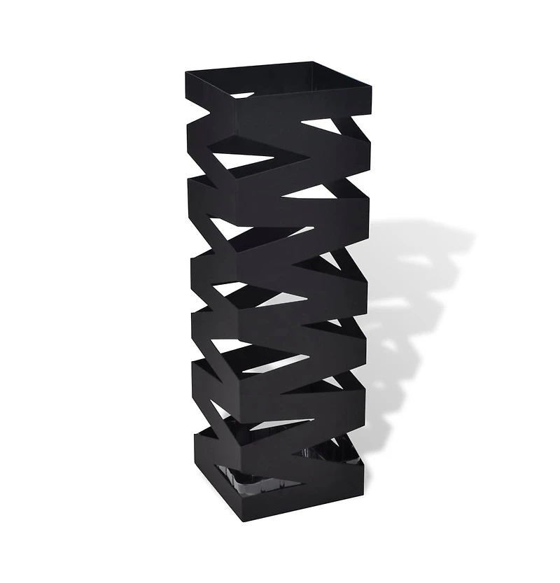 vidaXL Black Square Umbrella Stand Storage Holder Walking Stick Steel 19.1"