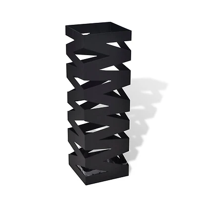 vidaXL Black Square Umbrella Stand Storage Holder Walking Stick Steel 19.1"