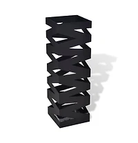 vidaXL Black Square Umbrella Stand Storage Holder Walking Stick Steel 19.1"