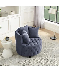 Simplie Fun Swivel Chair with Velvet Upholstery and Pillows