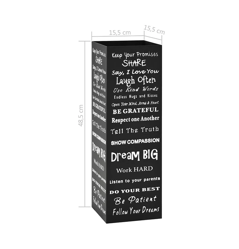 vidaXL Umbrella Stand Text Steel Black