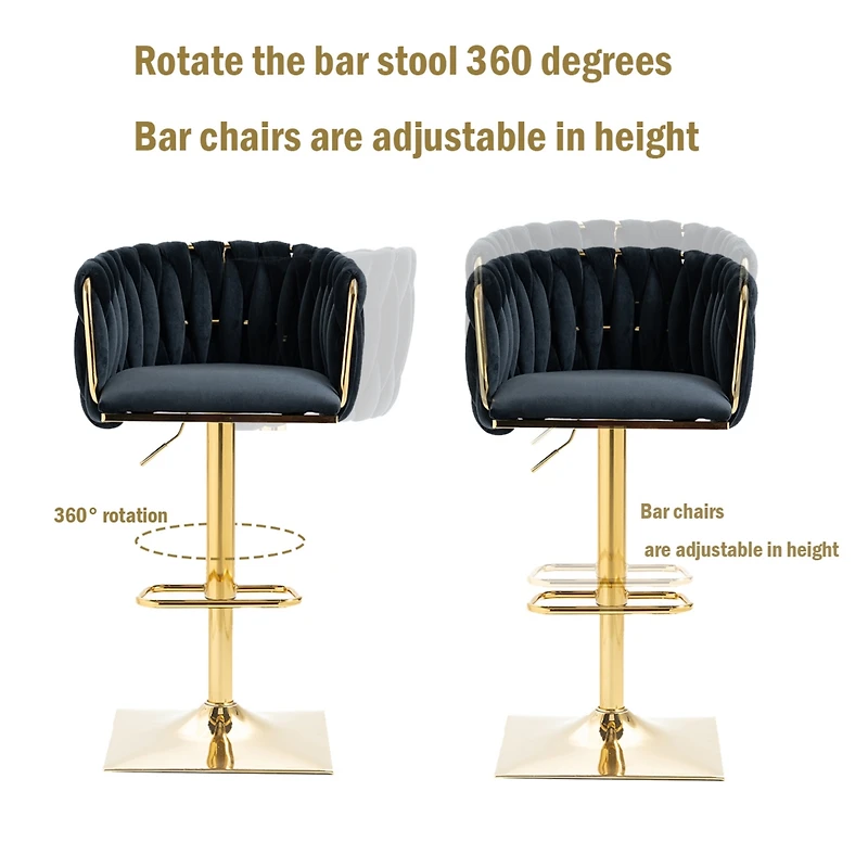 Streamdale Vintage Bar Stools With Back And Footrest Counter Height Dining Chairs