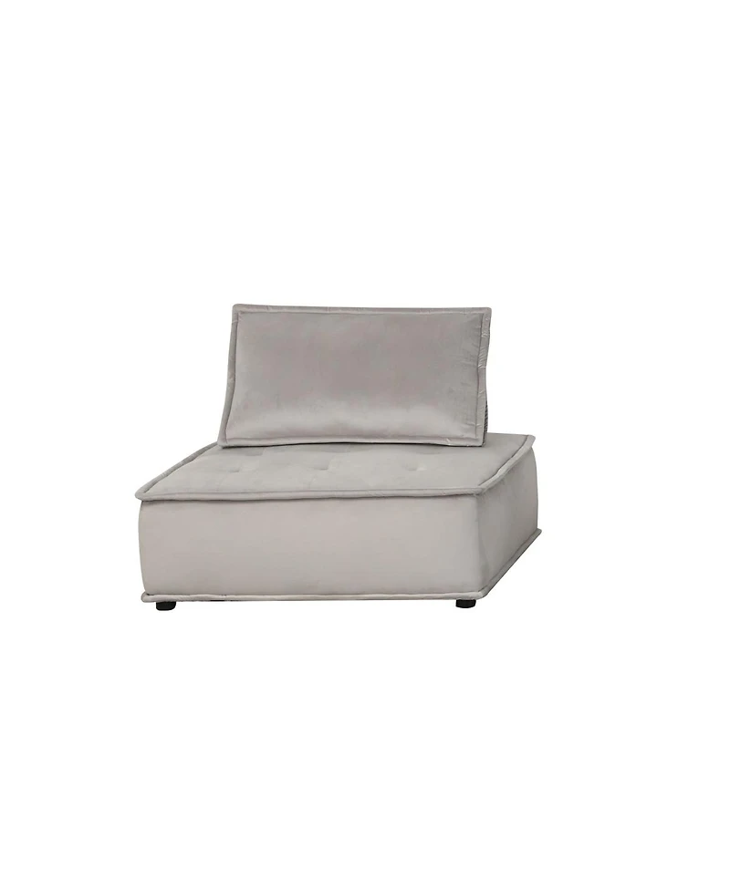 Anna Light Gray Velvet Armless Lounge Chair