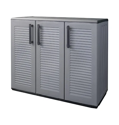 Garden Storage Cabinet Gray and Black 40.2"x14.6"x33.1" Pp