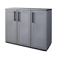 Garden Storage Cabinet Gray and Black 40.2"x14.6"x33.1" Pp