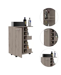 Streamdale Furniture Bartlet 2-Shelf 6-Bottle Bar Cart With Division Smokey Oak