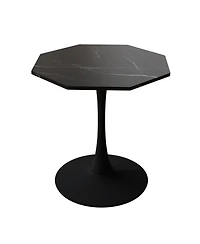 Simplie Fun Modern Marble Coffee Table, Octagonal, Metal Base