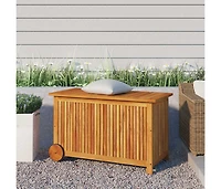vidaXL Patio Storage Box with Wheels 35.4"x19.7"x22.8" Solid Wood Acacia