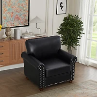 Streamdale Furniture Living Room Sofa Single Seat Chair With Wood Leg Faux Leather