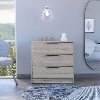Streamdale Cannon 3-Drawer Rectangle Dresser Light Grey