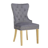 Streamdale Simba Gold 2 Piece Dining Chair Finish With Velvet Fabric In Dark Gray