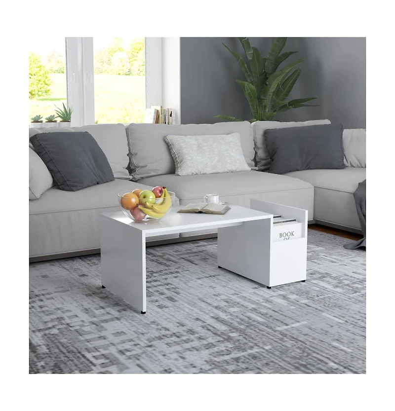 vidaXL Coffee Table White 35.4"x17.7"x13.8" Engineered Wood