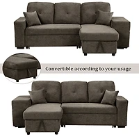 Simplie Fun Knox Charcoal Sectional Sofa Bed with Storage Chaise