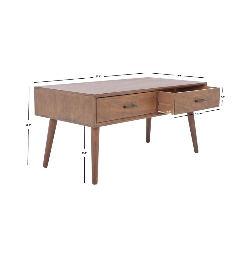 Safavieh Mozart Mid Century 2 Drawer Coffee Table