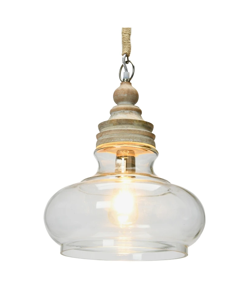 Storied Home Distressed Mango Wood Ceiling Light Cream and Natural