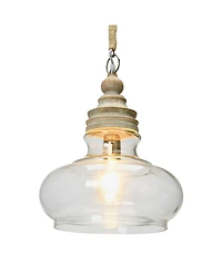 Storied Home Distressed Mango Wood Ceiling Light Cream and Natural