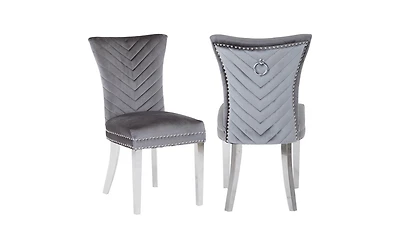 Streamdale Eva 2-Piece Velvet Chair with Stainless Legs
