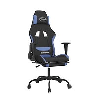 vidaXL Gaming Chair with Footrest Black and Blue Fabric
