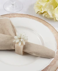 Saro Lifestyle Beaded Floral Blossom Resin Napkin Ring Set of 4