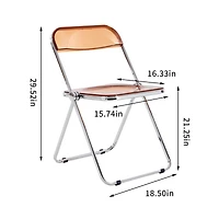 Simplie Fun Yellow Clear Transparent Folding Chair Chair Pc Plastic Living Room Seat