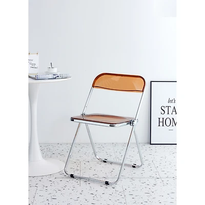 Simplie Fun Yellow Clear Transparent Folding Chair Chair Pc Plastic Living Room Seat