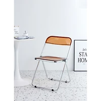 Simplie Fun Yellow Clear Transparent Folding Chair Chair Pc Plastic Living Room Seat