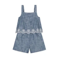 Hope Henry Mommy Me Organic Ruffle Top Chambray Romper