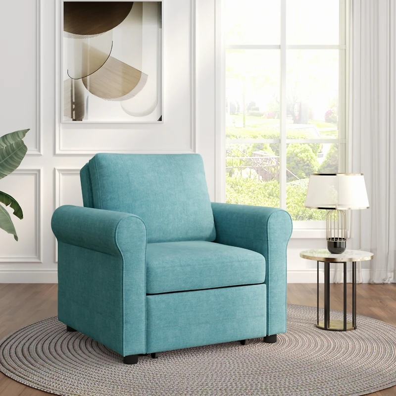 Streamdale Modern Teal 3-In-1 Sleeper Chair Bed