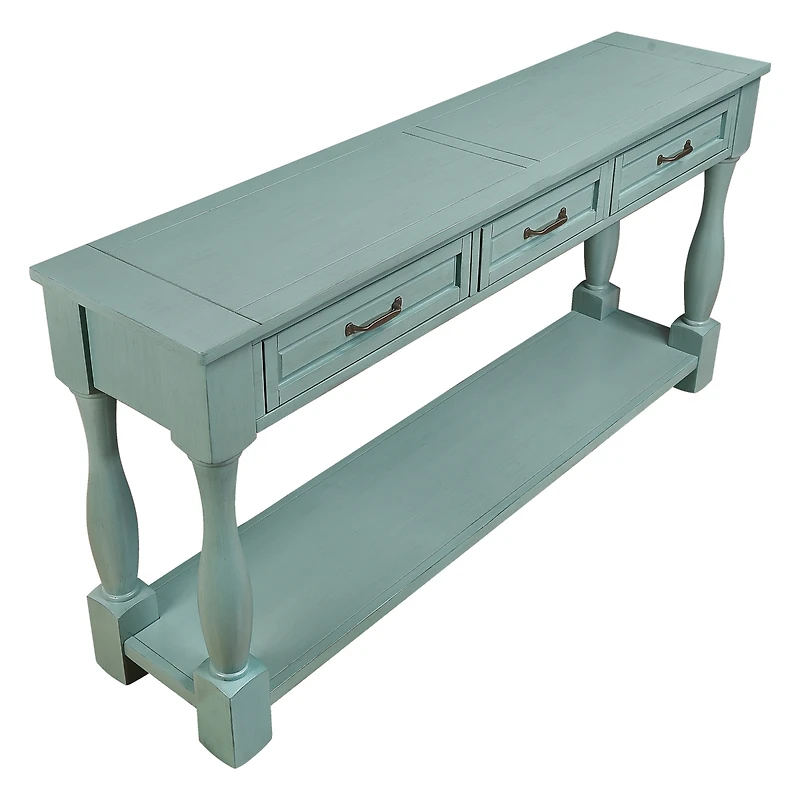 Streamdale 63" Wood Console Table with Drawers & Shelf, Easy Assembly