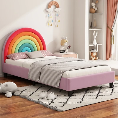Simplie Fun Colorful Rainbow Design Twin Platform Bed