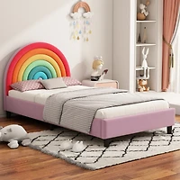Simplie Fun Colorful Rainbow Design Twin Platform Bed