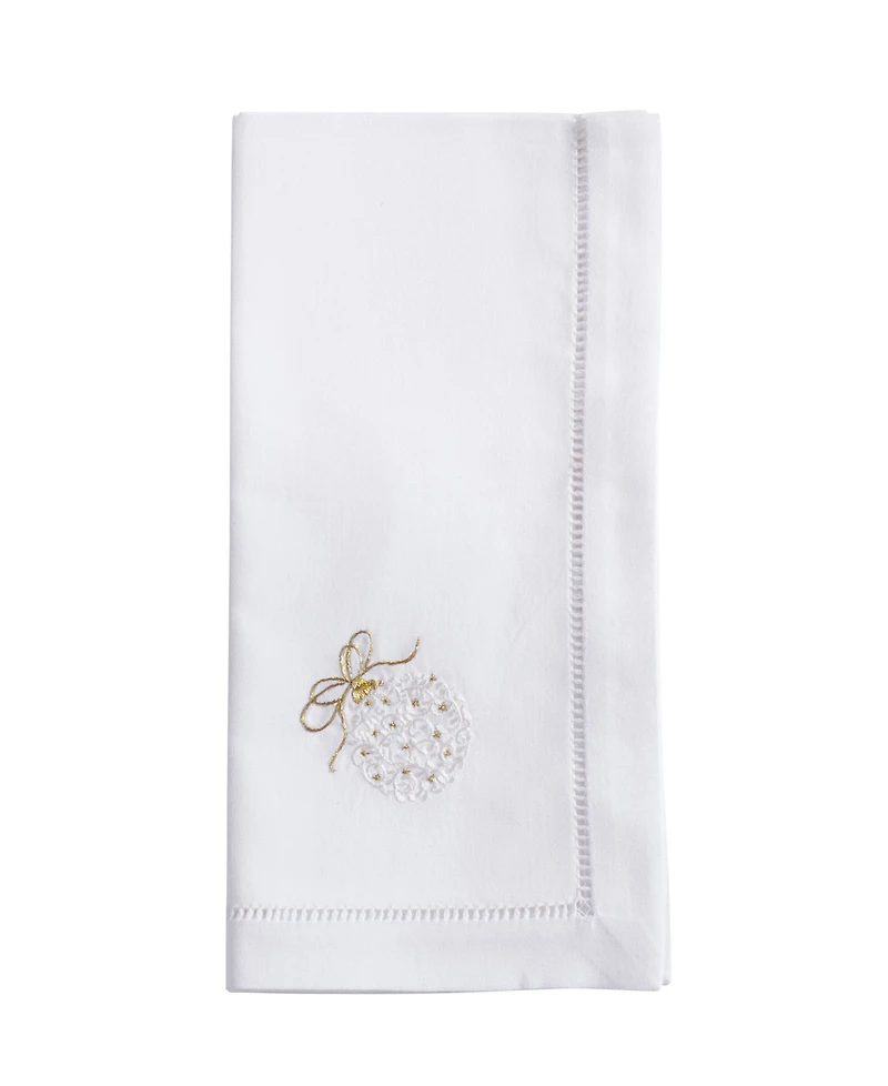 Saro Lifestyle Merry and Bright Ornament Embroidered Napkin Set of 6, 20"x20"