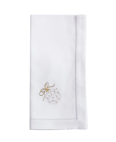 Saro Lifestyle Merry and Bright Ornament Embroidered Napkin Set of 6, 20"x20"