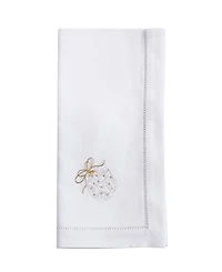 Saro Lifestyle Merry and Bright Ornament Embroidered Napkin Set of 6, 20"x20"