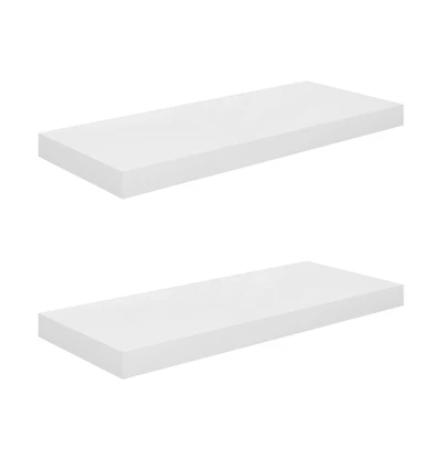 vidaXL Floating Wall Shelves 2 pcs High Gloss White 23.6"x9.3"x1.5" Mdf