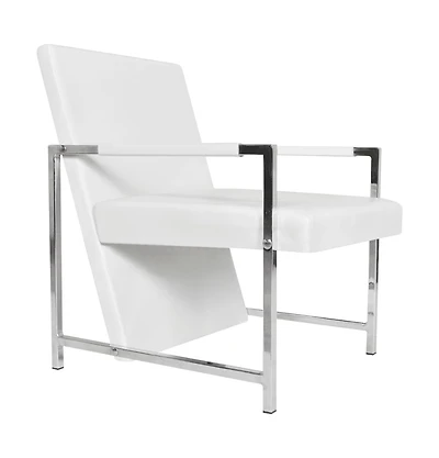 Cube Armchair White Faux Leather