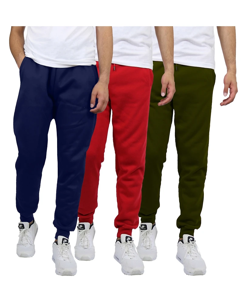 Blue Ice Men's Modern Fit Heavyweight Classic Fleece Jogger Sweatpants- 3 Pack