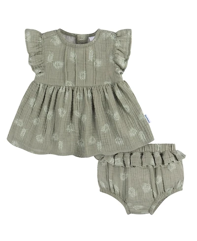 Gerber Baby Girls Gauze Dress and Diaper Cover Set, 2 Piece