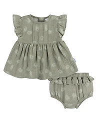 Gerber Baby Girls Gauze Dress and Diaper Cover Set, 2 Piece