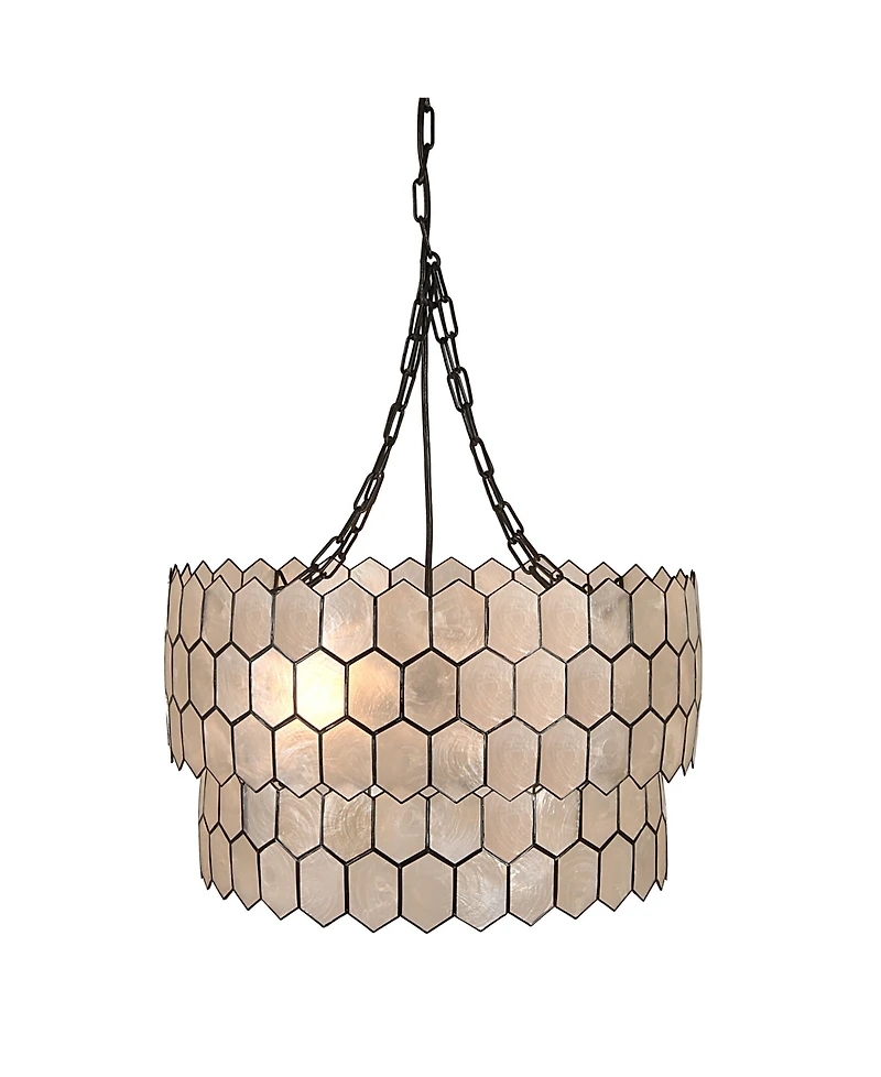 Storied Home 2-Tier Capiz Honeycomb Chandelier White and Black