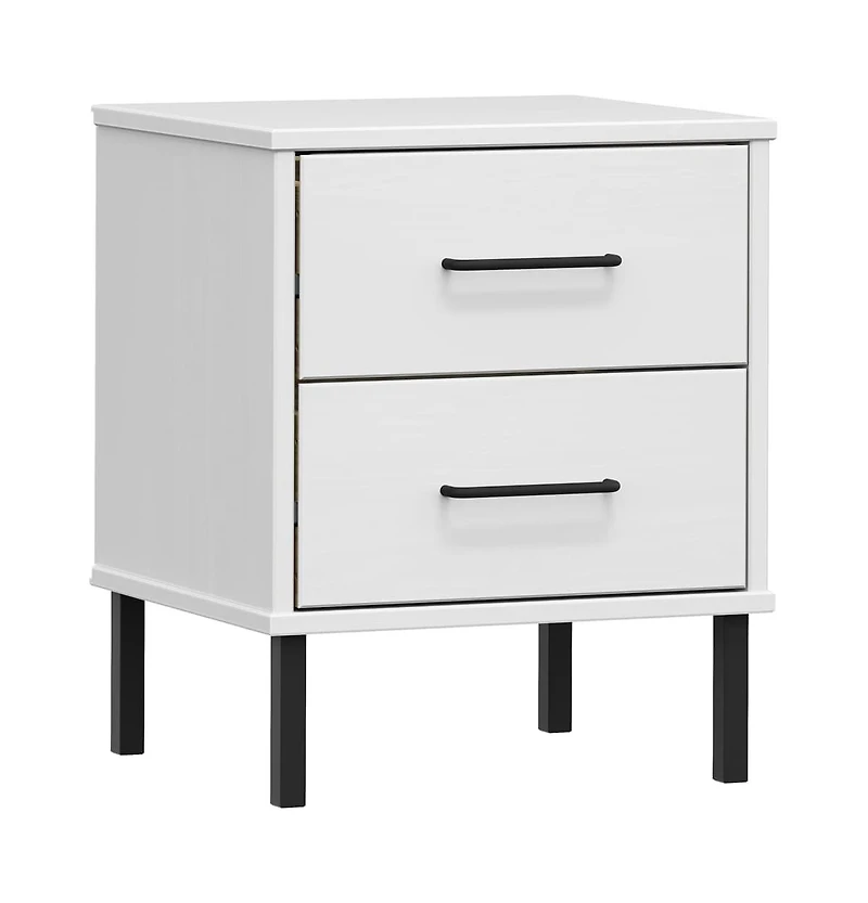 Bedside Cabinet White Solid pine wood Compact Bedside Cabinet