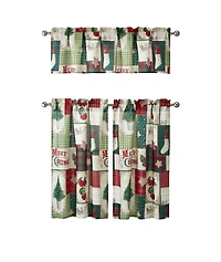 Kate Aurora Holiday Living Merry Christmas Kitchen Curtain Tier And Valance Set - 56 in. W x 36 in. L